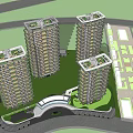 Modern High Rise Residential Buildings With Surrounding Greenery And Road Traffic