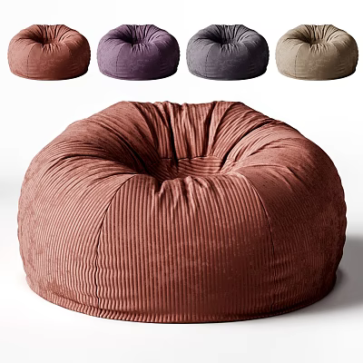 Comfortable Corduroy Bean Bag Chair With Multicolor Options For Living Room Seating 3d model