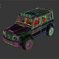 Rugged Off Road Car With Black Camouflage Exterior Red Seats And Roof Spotlights