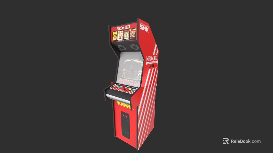 Retro Red Arcade Game Machine Featuring STRIKE TANK Design And Classic Gaming Elements 3d model 
