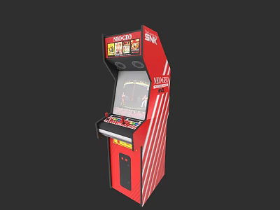 Retro Red Arcade Game Machine Featuring STRIKE TANK Design And Classic Gaming Elements 3d model
