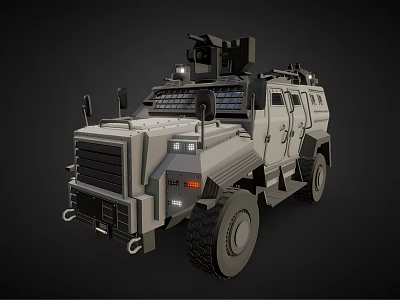 Armored Military Vehicle With Top Mounted Equipment Tactical Design And Off Road Wheels 3d model