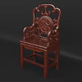 Traditional Chinese Style Mahogany Wood Single Chair With Intricate Carved Patterns