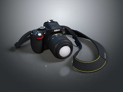 Nikon Black Digital Camera with Detachable Lens and Comfortable Shoulder Strap 3d model