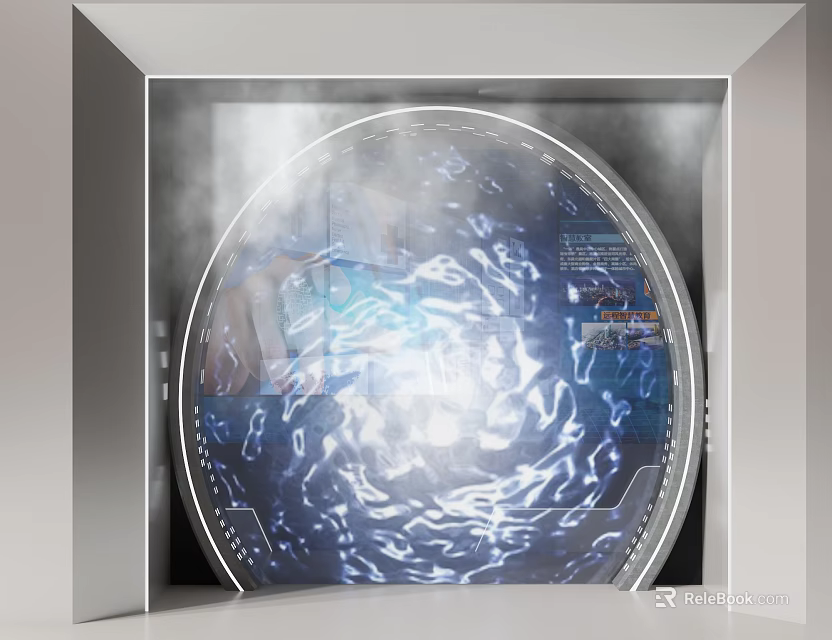 Futuristic Archway With Illuminated Blue And White Circular Pattern And Misty Glow 3d model 