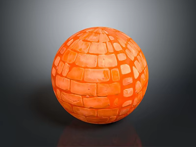 Orange Decorative Sphere With Brick Like Tile Pattern On Dark Background 3d model