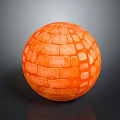 Orange Decorative Sphere With Brick Like Tile Pattern On Dark Background