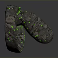 Pair Of PC Ring Accessories With Green LED Light And Rock Texture Design
