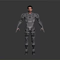 Male Character In Silver Metallic Armor With Futuristic Mechanical Full Body Design