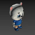 Cute White Cartoon Bear Character With Pink Ears Blue Eyes Blue Shirt And Brown Shorts
