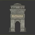 Classical Stone Arc de Triomphe With Arched Doorway Carved Reliefs Top Platform And Base