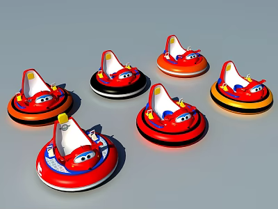 Red Yellow Bumper Cars Amusement Equipment For Kids Playground Fun 3d model