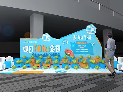 Vibrant Summer Samui Interactive Zone With Watermelon Decorations And Colorful Displays 3d model