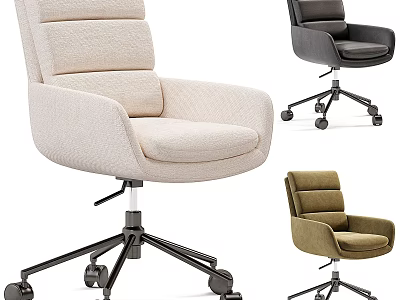 Modern Office Desk And Chair Set With Adjustable Rolling Seats In Multiple Colors 3d model