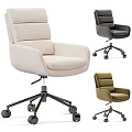 Modern Office Desk And Chair Set With Adjustable Rolling Seats In Multiple Colors