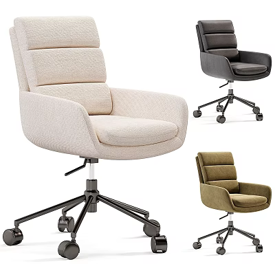 Modern Office Desk And Chair Set With Adjustable Rolling Seats In Multiple Colors 3d model