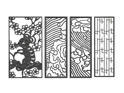 New Chinese Style Pattern Window Antique Window Carved 3d model