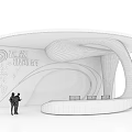 Modern Tech Company Reception Desk With Starry Background And Curved Design 3d model