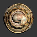 Decorative Ceramic Jar With Cat Figure Lid And Colorful Traditional Patterns