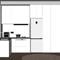 Modern Minimalist Kitchen Interior With White Cabinets Countertop Refrigerator And Appliances