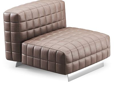 Modern Single Sofa Leather Single Casual Sofa Pedal Stool 3d model