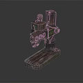 Rusted Vintage Drill Press with Green Brown Patina Industrial Stand Mounted Equipment 3d model