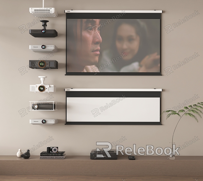 Projector Projection Curtain Audio Fireplace model