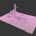 Medieval Wooden Catapult Ancient Weapon With Traditional Structure On Green Grass Field