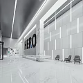 Modern Office Reception Area With HERO Logo Marble Walls And Seating