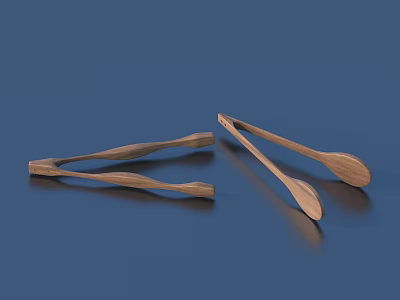 Practical Wooden Tongs Daily Life Supplies With Simple Design And Smooth Grip 3d model