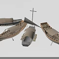 Traditional Wooden Boats With Reflections And Wooden Cross Floating On Calm Water
