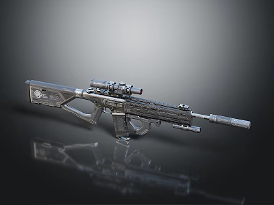 High Precision Tactical Sniper Rifle With Optical Scope Metallic Body And Design Details 3d model