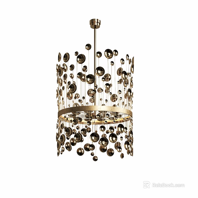 Modern Decorative Chandelier Featuring Multiple Circular Metal Spheres And Elegant Design 3d model