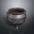 Vintage Cast Iron Cooking Pot With Three Legs And Metal Handles
