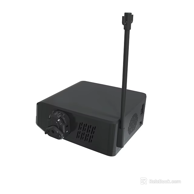Black Portable Projector With Antenna And Side Ventilation Holes Design 3d model
