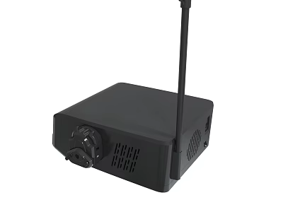 Black Portable Projector With Antenna And Side Ventilation Holes Design 3d model