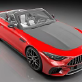 Red Mercedes Benz Convertible Sports Car with Sleek Design Black Hood and Front Grille
