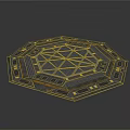 Octagonal Platform Floor Structure With Central Geometric Pattern And Edge Details