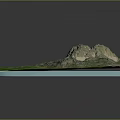 3D Modeled Garden Landscape Design With Lush Green Vegetation Blue Water Body And Mountain Range