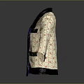 Light Colored Floral Pattern Casual Jacket With Black Trim And Pockets 3d model