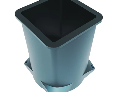 Square Blue Plastic Trash Can With Stable Base And Modern Design 3d model