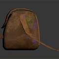 Vintage Brown Leather Bag With Colorful Spots Flip Cover Small Pockets And Shoulder Strap
