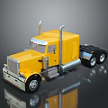 Shiny Yellow Semi Truck With Chrome Exhaust Pipes Classic Design And Wheels