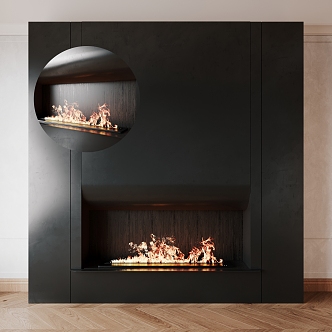 Modern Fireplace Advanced Grey Minimalist 3d model