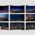 Dazzling Urban Night Cityscape Scenery With High Rise Buildings And River Lights
