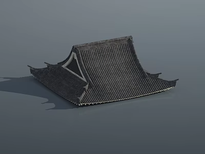 Traditional Chinese Tiled Roof Architectural Component With Curved Eaves And Wooden Structure 3d model
