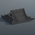 Traditional Chinese Tiled Roof Architectural Component With Curved Eaves And Wooden Structure