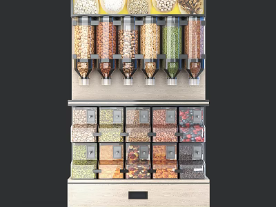 Multi Layer Display Shelf With Transparent Containers And Drawers For Various Grains 3d model