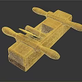 Traditional Wooden Hand Plane With Two Handles And Metal Blade For Carpentry