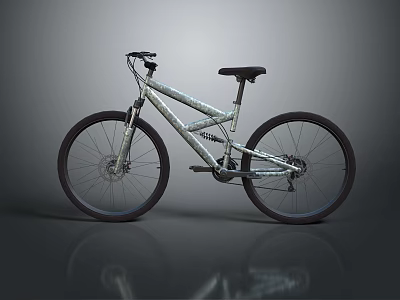 Modern Mountain Bike With Metallic Frame Black Wheels And Suspension Fork 3d model